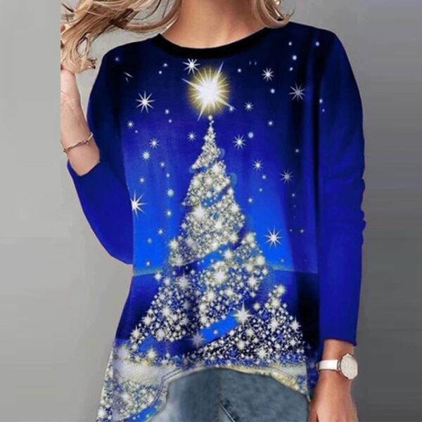 Elegant Christmas Blouse Shirt Women 2020 Autumn Christmas Tree Print Sexy Tops Summer O Neck Short 4.jpg 640x640 4