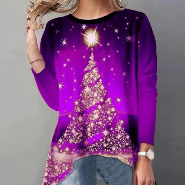 Elegant Christmas Blouse Shirt Women 2020 Autumn Christmas Tree Print Sexy Tops Summer O Neck Short 5.jpg 640x640 5
