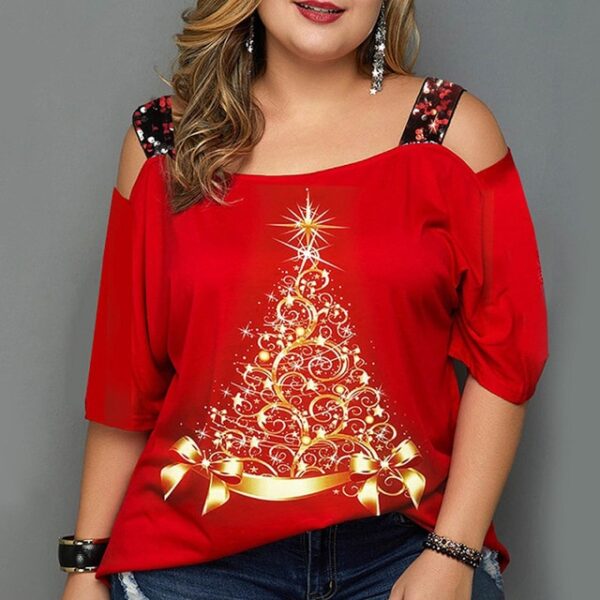 Elegant Christmas Blouse Shirt Women 2020 Autumn Christmas Tree Print Sexy Tops Summer O Neck Short 7.jpg 640x640 7