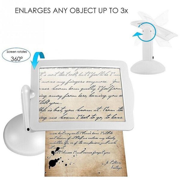Eye Magnifying Glass Glasses Magnifier with Illumination Rotation Rotary Reading Brighter Viewer Desktop Large Screen 2LED 4