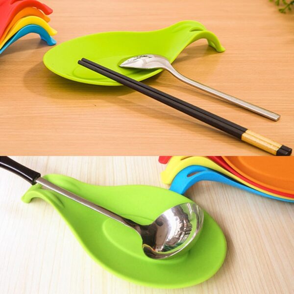 Food Grade Silicone Heat Resistant Spoon Rest Utensil Spatula Holder Gadget Kitchen Storage Rack Tool Aid