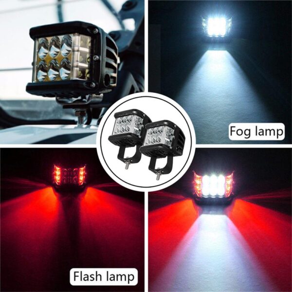 Hot Sale 4 Inch 90 W IP68 Side Shooter Pods Combo LED Wurk Ljocht Strobe Lamp 2