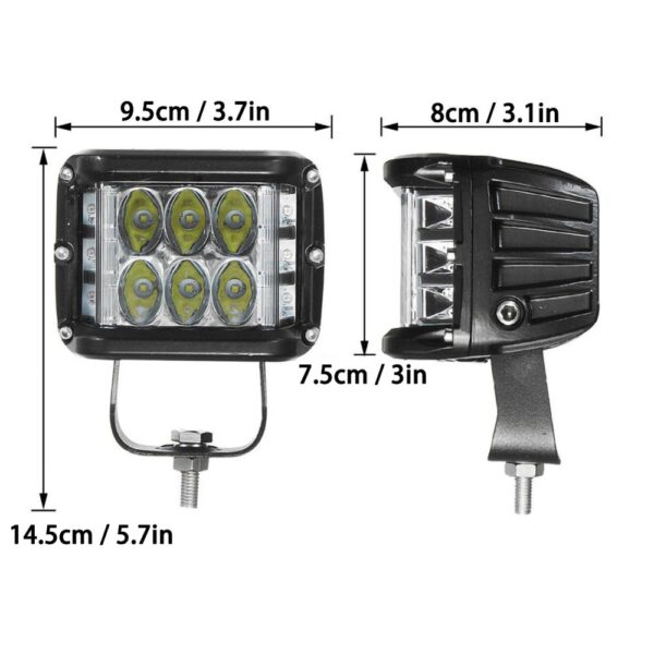 Гарячий розпродаж 4 дюйми 90 Вт IP68 Side Shooter Pods Combo LED Work Light Strobe Lamp 5
