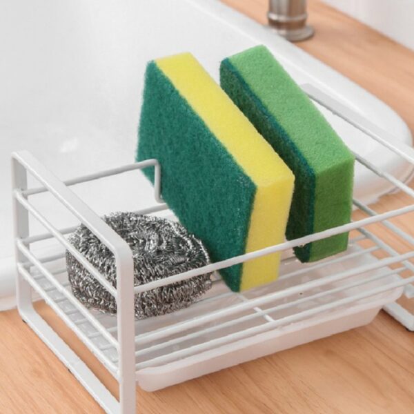 Kitchen Sponge Holder With Strainer Iron Sponge Drain Storage Rack Household Kitchen Cleaning Rag Rack Sink 3