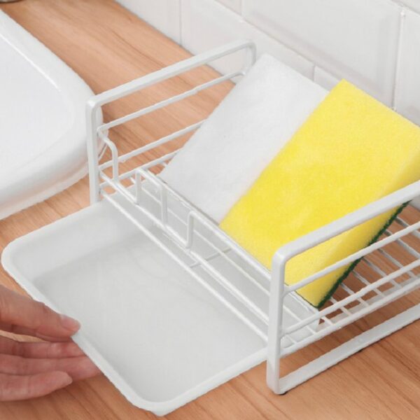 Kitchen Sponge Holder With Strainer Iron Sponge Drain Storage Rack Household Kitchen Cleaning Rag Rack Sink 4