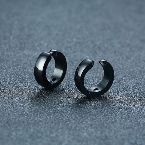 Men s Clip Earrings Black Tone Stainless Steel Circle Geometric Earclip Punk Boy Ear Accessories 13.jpg 640x640 13