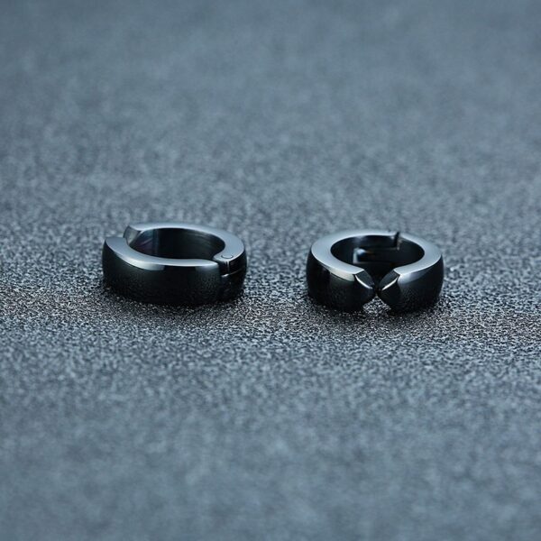 Men s Clip Earrings Black Tone Stainless Steel Circle Geometric Earclip Punk Boy Ear Accessories 9