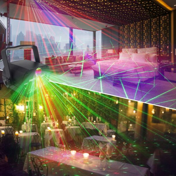 Mini RGB Disco Light DJ LED lazerinis projektorius Raudona Mėlyna Žalia Lempa USB Įkraunama Vestuvės 4