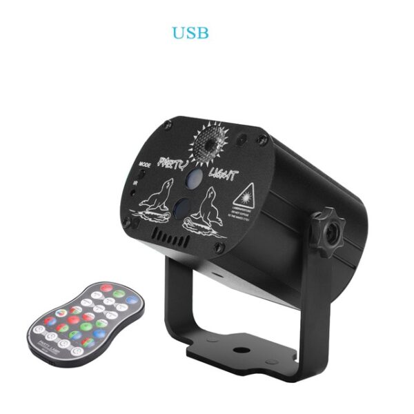 Mini RGB Disko İşığı DJ LED Lazer Səhnə Proyektoru Qırmızı Mavi Yaşıl Lampa USB Doldurula bilər