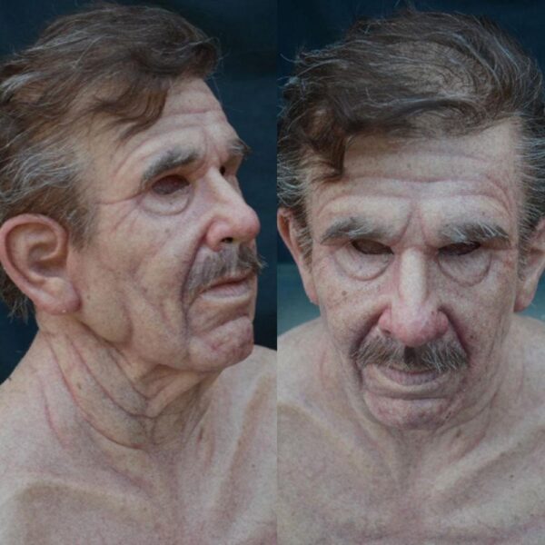 Masc Scary Old Man Do Chóisir Oíche Shamhna Éadaí Masquerade Cosplay Old Bald Grandpa Beard Silicone 2