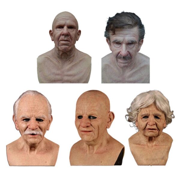 Old Man Scary Mask For The Halloween Party Costume Masquerade Cosplay Old Bald Grandpa Beard Silicone