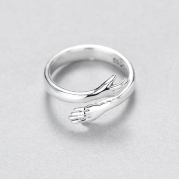 Sole Memory Personality Creative Embrace Peace Simple 925 Sterling Silver Female Resizable Opening Rings SRI243 1