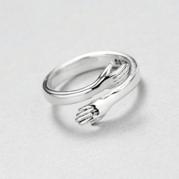 Sole Memory Personality Creative Embrace Peace Simple 925 Sterling Silver Female Resizable Opening Rings SRI243 2