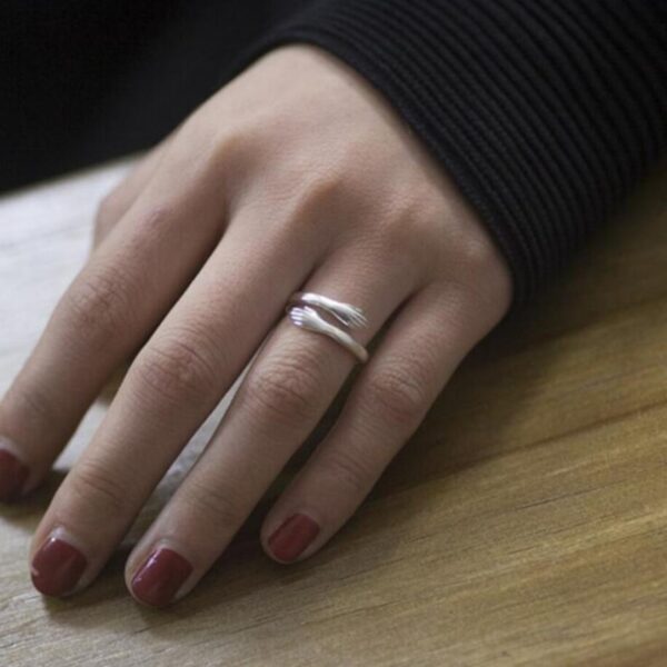 Sole Memory Personality Creative Embrace Peace Simple 925 Sterling Silver Female Resizable Opening Rings SRI243 3
