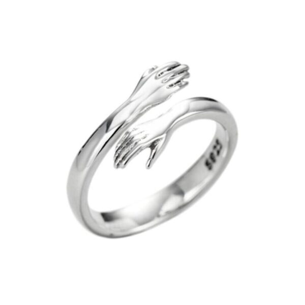 Sole Memory Personality Creative Embrace Peace Simple 925 Sterling Silver Female Resizable Opening Rings SRI243 4