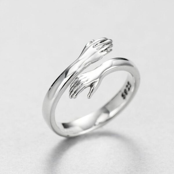 Sole Memory Personality Creative Embrace Peace Simple 925 Sterling Silver Female Resizable Opening Rings SRI243
