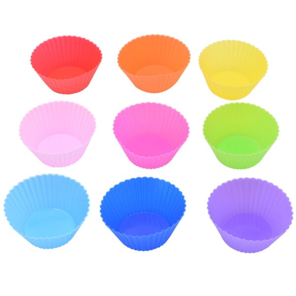 12pcs Set Silicone Cake Mold Round Shaped Muffin Cupcake Baking Molds Kitchen Cooking Bakeware Maker DIY 10