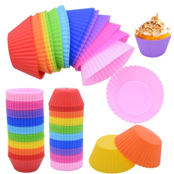 12pcs Set Silicone Cake Mold Round Shaped Muffin Cupcake Baking Molds Kitchen Cooking Bakeware Maker DIY 6