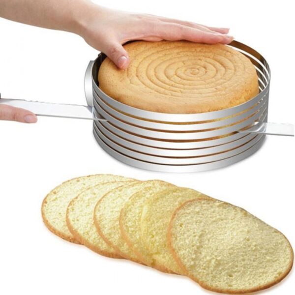 Cortador de tartas de pan redondo ajustable, cortador de pasteles de acero inoxidable, cortador de 1 capas, anillo de mousse 6