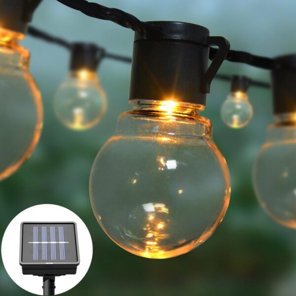2 5M 5M Solar Power LED Διακοσμητικό φωτιστικό κορδόνι με 10 20 LED λαμπτήρες Globe Fairy 12