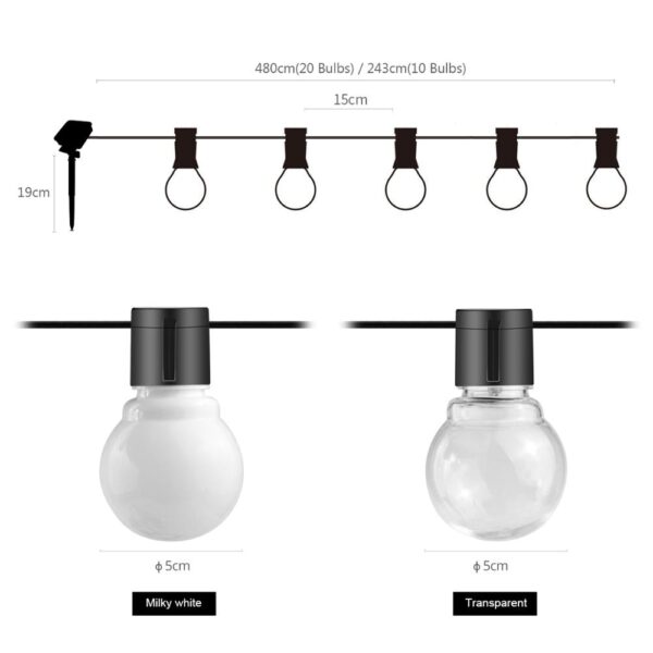 2 5M 5M Solarenergie LED Dekorative Liichtstrang Mat 10 20 LED Globus Glühbirnen Fee 13