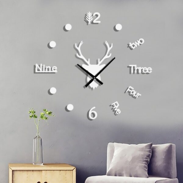 3D Wall Clock Mirror Wall Stickers Deer Head Creative DIY Large Wall Clock Quartz Watch Art 4.jpg 640x640 4