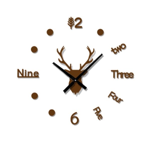 3D Wall Clock Mirror Wall Stickers Deer Head Creative DIY Large Wall Clock Quartz Watch