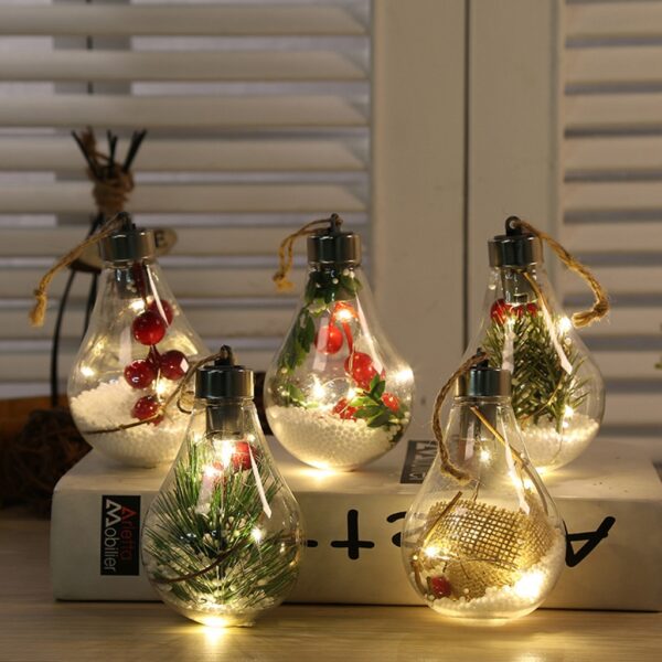 4 New Led Decoration Transparent Christmas Ball Festival Pendant Gift Hollow Ball For Christmas Tree Decoration