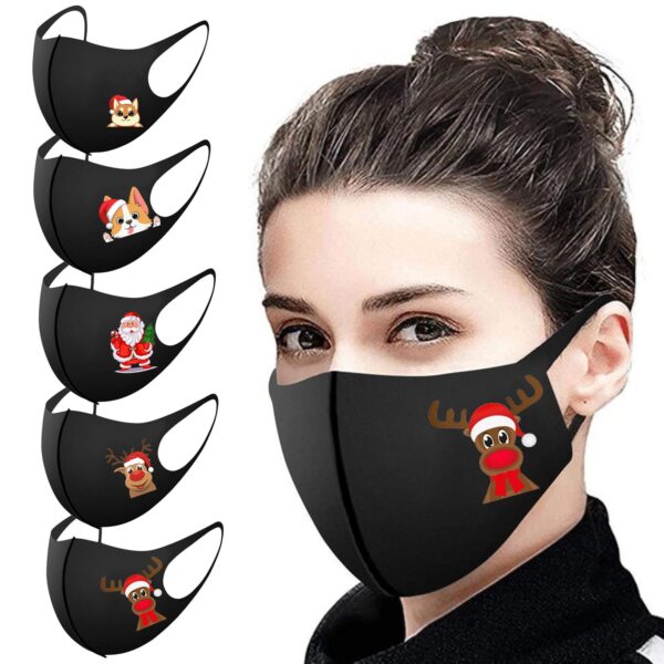 Maschera per il viso da 5 pezzi Copertura protettiva lavabile riutilizzabile ad asciugatura rapida Maschera traspirante Adulti Europa Natale cane Mascarilla