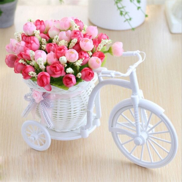 Artificial flowers Silk Roses plastic bicycle desktop decorative Rose bonsai plant Fake flowers for Wedding decorative 3