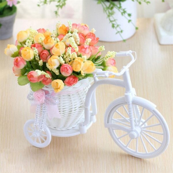 Artificial flowers Silk Roses plastic bicycle desktop decorative Rose bonsai plant Fake flowers for Wedding decorative 5