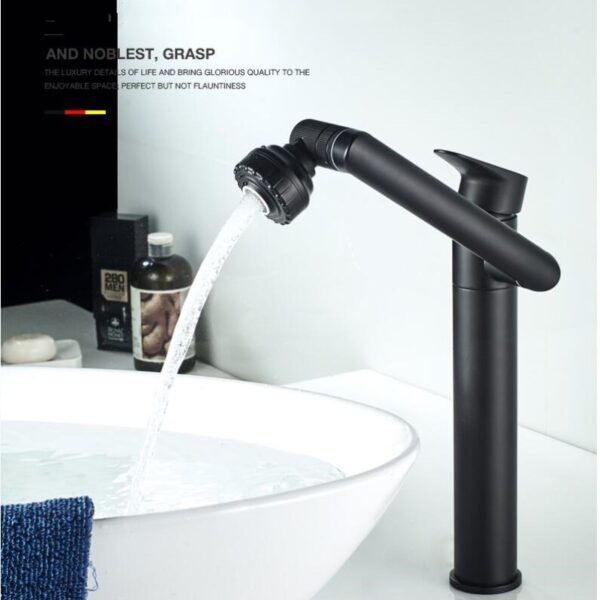 Basin Faucet Μπάνιο μονό μοχλό ζεστό και κρύο Μπρούντζο μίξερ Πατήστε μαύρο Περιστροφή muti use Basin 17