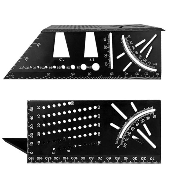Modello di marcatura a coda di rondine in plastica di alluminio nero Calibrazione dell'angolo verticale Guida pratica Indicatore Strumento per la lavorazione del legno 1