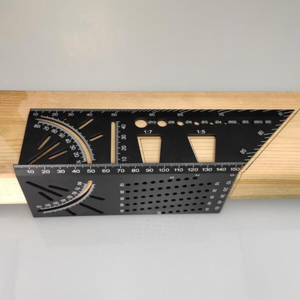 Modello di marcatura a coda di rondine in plastica di alluminio nero Calibrazione dell'angolo verticale Guida pratica Indicatore Strumento per la lavorazione del legno 3
