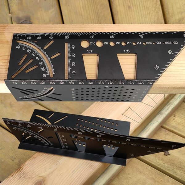 Black Aluminiomu Ṣiṣu Scriber Dovetail Marking Template Inaro Angle Calibration Idaraya Itọsọna Alamọka Ọpa Woodworking
