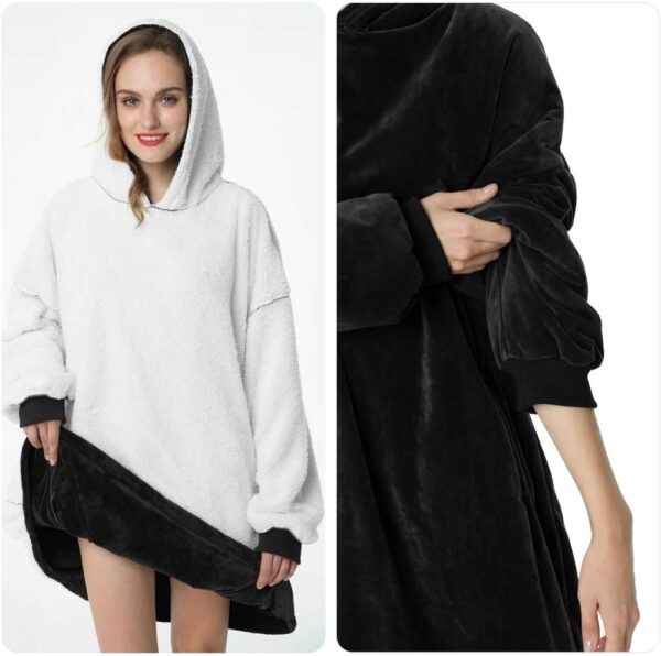 Deken met mouwen Dames Oversized Hoodie Fleece Warme Hoodies Sweatshirts Reuze TV Deken Dames Hoody Gewaad 4