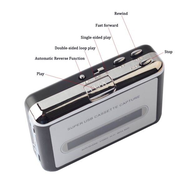 Hoʻopaʻa ʻia ʻo Cassette Player USB i ka MP3 Converter Hoʻopaʻa i ka leo leo mele mele lipine cassette recorder 1