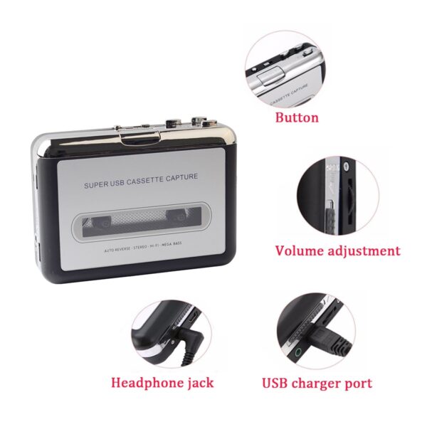 Cassette Player USB Cassette to MP3 Converter Capture Audio Music Player Tape Cassette Recorder 2