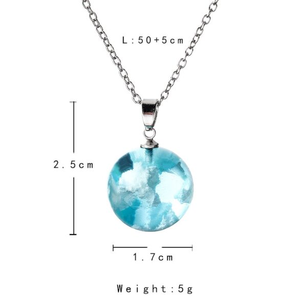 Chic Transparent Resin Rould Ball Moon Pendant Necklace Women Blue Sky White Cloud Chain Necklace Fashion 3