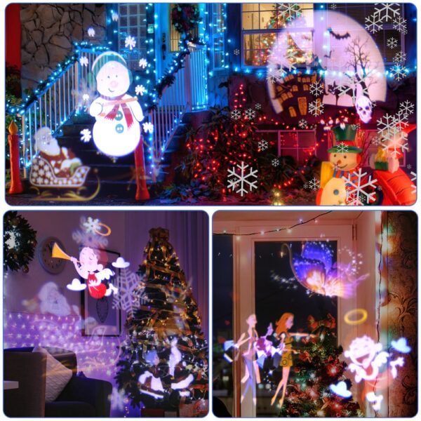 Christmas Laser Projector Animation Effect IP65 Indoor Outdoor Halloween Projector 12 Patterns Snowflake Snowman Laser Light 14