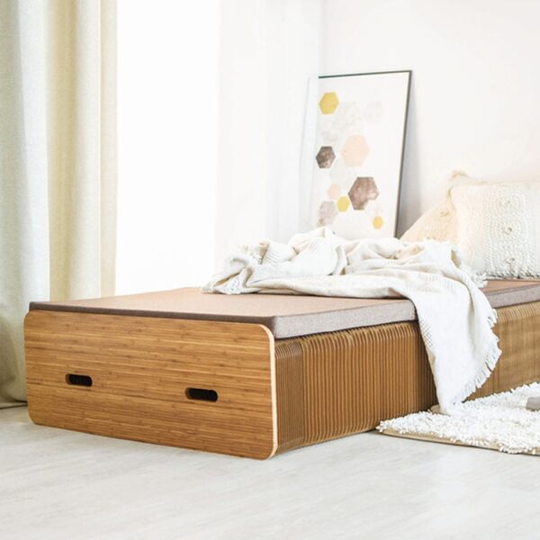 Creative folding bed with mattress bedroom furniture sofa chair bed kraft paper bed bearing weight 1000kg 2