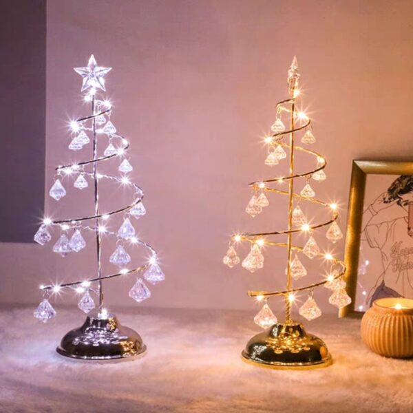 קריסטל עץ חג המולד LED אורות קישוט מקורה פיות אורות חדר שינה מחרוזת אורות לחברה ילדים תינוק