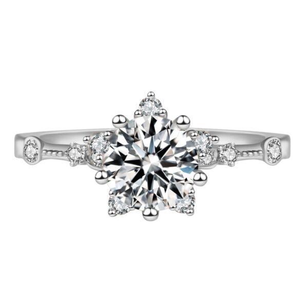 Μόδα νιφάδα χιονιού Ζιργκόν Ασημένια Δαχτυλίδια Εξαιρετικά Πολυτελή Γαμήλια Κοσμήματα Γυναικεία Δαχτυλίδια Αρραβώνων Ρυθμιζόμενο Στολίδι MENGYI 3