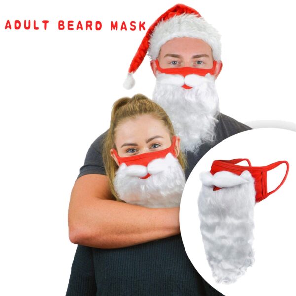 Fast Delivery Within 24 Hours M scara 2PCS Santa Claus Mask And Beard Integrated Protective Dust 7
