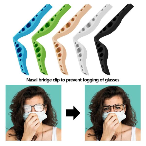 Likhalase tsa Feshene tse Thibelang Nako e Tšoarehang tse Anti Fogging Fashion Soft Silicone Nose Bridge Clip Extensile Mask Clamp Eyewear Holder