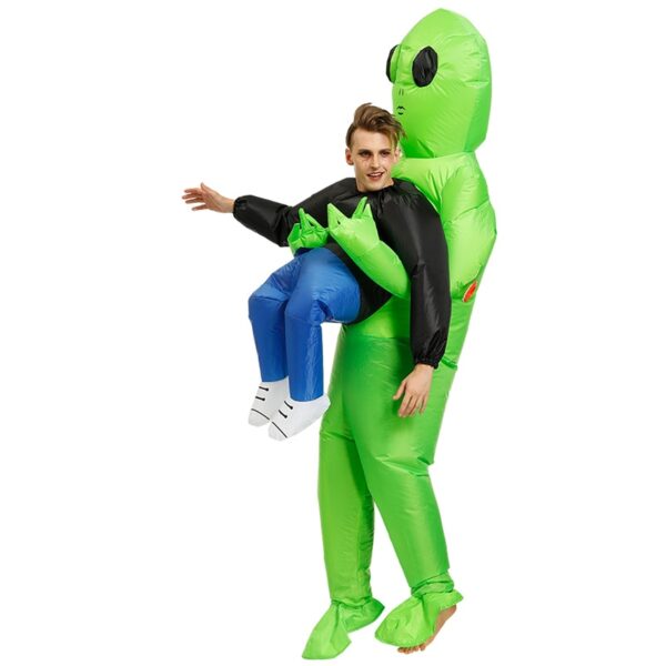 Green Alien na-ebu uwe mmadụ inflatable Funny Blow Up Suit Cosplay maka Party NOV99 2