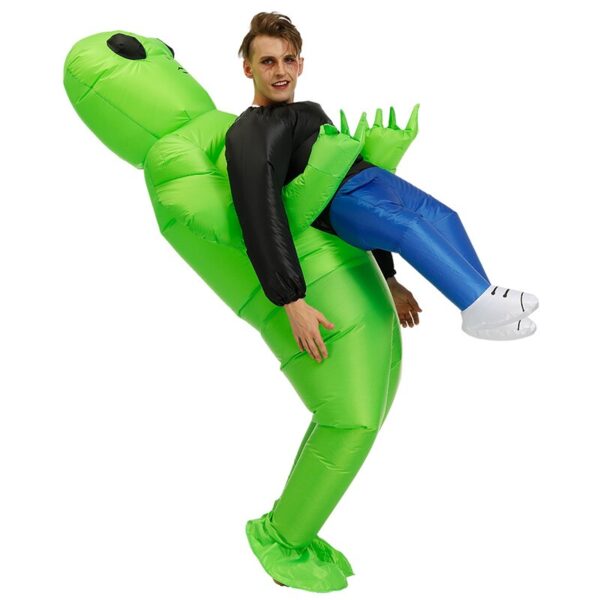 Green Alien Carrying Human Costume Inflatable Funny Blow Up Suit Cosplay for Party NOV99 3