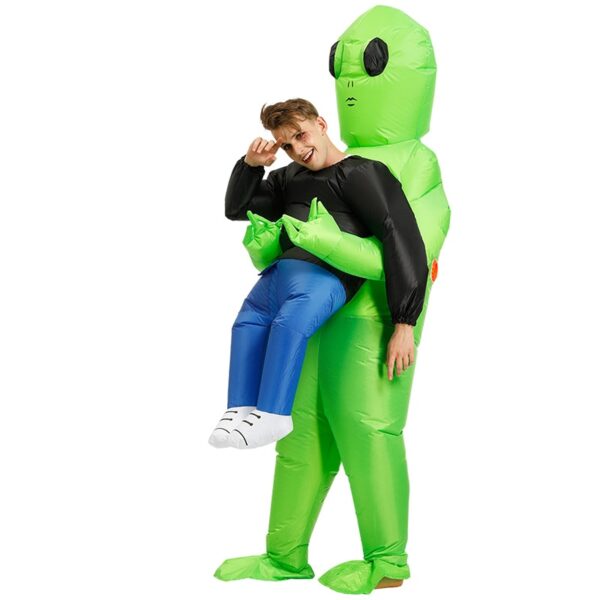 Green Alien Carrying Human Costume Inflatable Funny Blow Up Suit Cosplay for Party NOV99 4