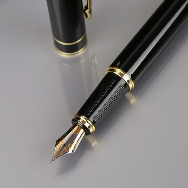 Hero 1501 Madow oo leh Heerka Dahabiga ah ee Trim F Nib Fountain Pen Gift dropshipping 4