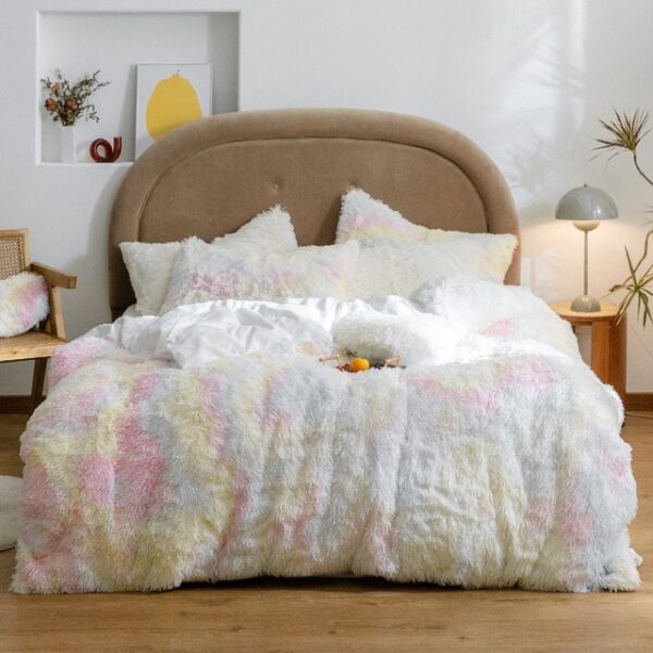 Langt hår dynetrekk sett 150 200cm RU familie sengetøy varm fleece grå teppe sengetøy 5.jpg 640x640 5
